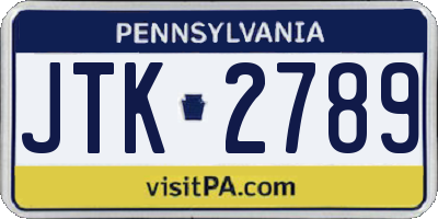 PA license plate JTK2789
