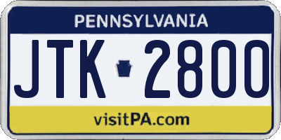 PA license plate JTK2800