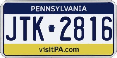 PA license plate JTK2816