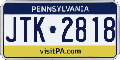 PA license plate JTK2818