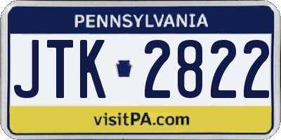 PA license plate JTK2822