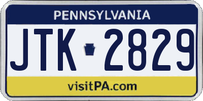 PA license plate JTK2829