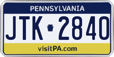 PA license plate JTK2840