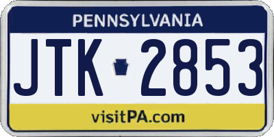 PA license plate JTK2853