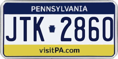 PA license plate JTK2860