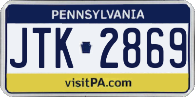 PA license plate JTK2869