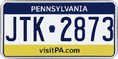 PA license plate JTK2873