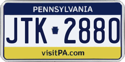 PA license plate JTK2880