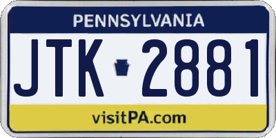 PA license plate JTK2881
