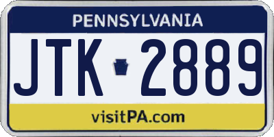 PA license plate JTK2889