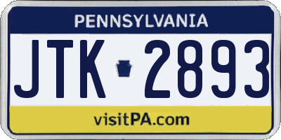 PA license plate JTK2893