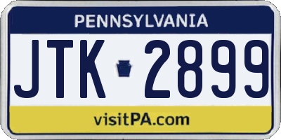 PA license plate JTK2899