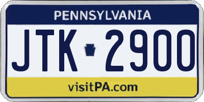 PA license plate JTK2900