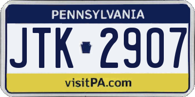 PA license plate JTK2907