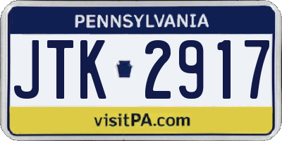 PA license plate JTK2917