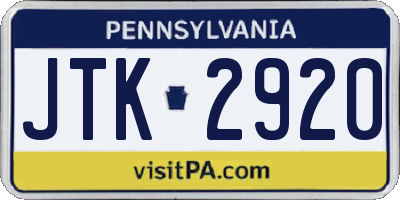 PA license plate JTK2920
