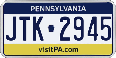PA license plate JTK2945
