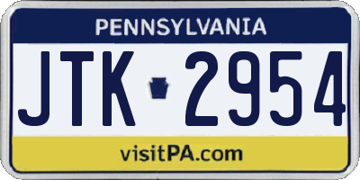 PA license plate JTK2954