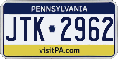 PA license plate JTK2962