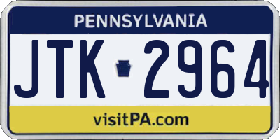 PA license plate JTK2964