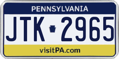 PA license plate JTK2965