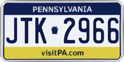 PA license plate JTK2966
