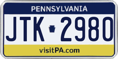 PA license plate JTK2980