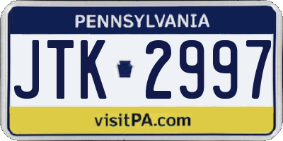 PA license plate JTK2997