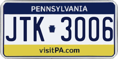 PA license plate JTK3006