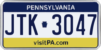 PA license plate JTK3047
