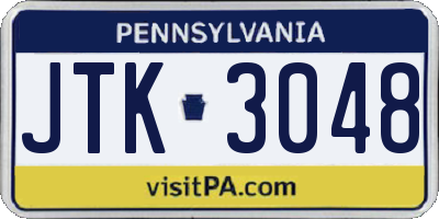 PA license plate JTK3048