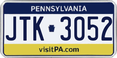 PA license plate JTK3052