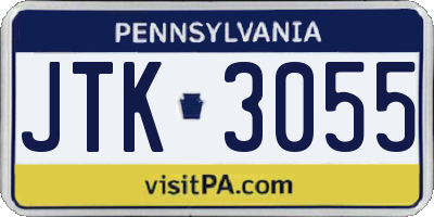 PA license plate JTK3055