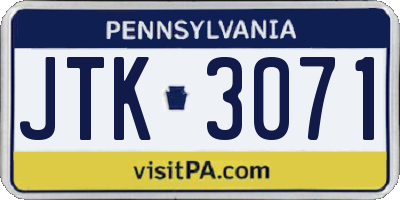 PA license plate JTK3071