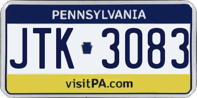 PA license plate JTK3083