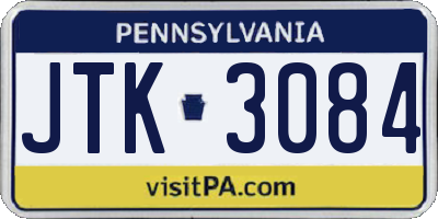 PA license plate JTK3084