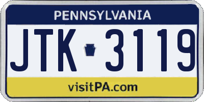 PA license plate JTK3119