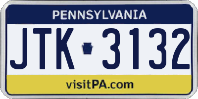 PA license plate JTK3132