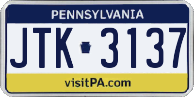 PA license plate JTK3137