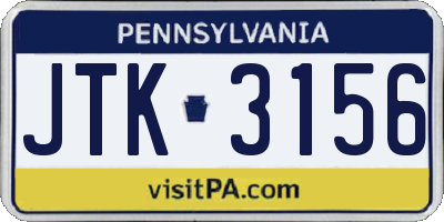 PA license plate JTK3156