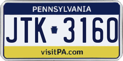 PA license plate JTK3160