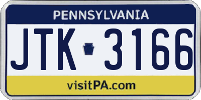 PA license plate JTK3166