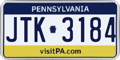 PA license plate JTK3184