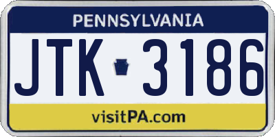 PA license plate JTK3186
