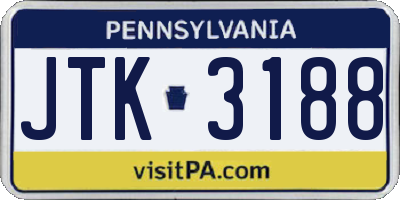 PA license plate JTK3188