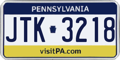 PA license plate JTK3218