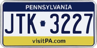 PA license plate JTK3227
