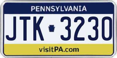 PA license plate JTK3230