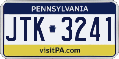 PA license plate JTK3241
