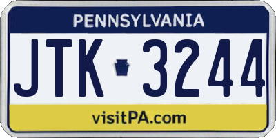 PA license plate JTK3244